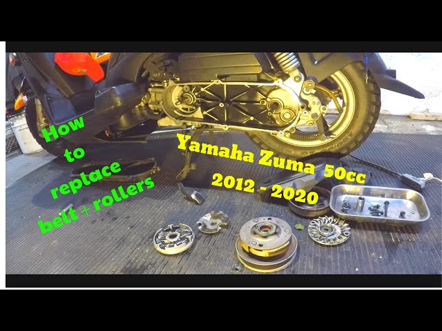 How to replace the transmission belt on Yamaha Zuma YW50 FX video tutorial step-by-step